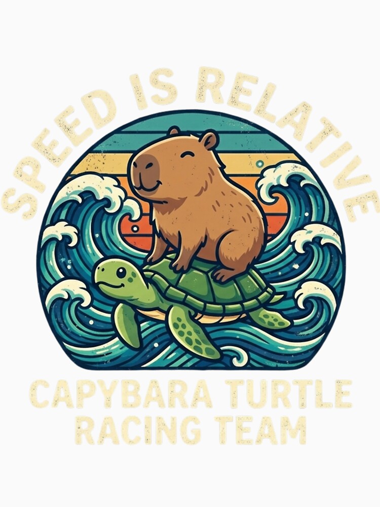 Retro Capybara Turtle Racing Team - Vintage Surf Wave by Wear Sculpt