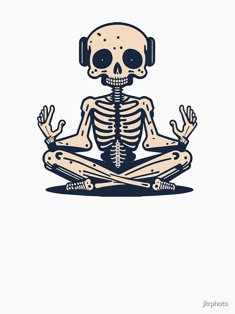 Yoga meditating skeleton by jkrphoto