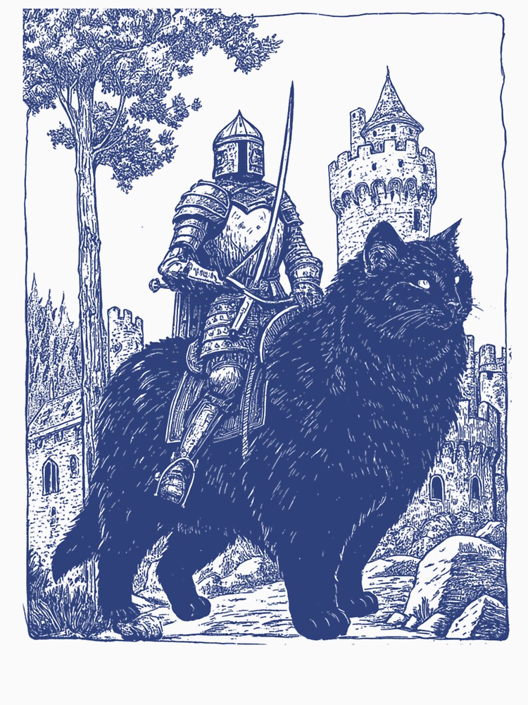 Knight Cat Rider  90S Medieval Grimdark Dark Gift For Him Fairycore Style by JohnsonlqArts