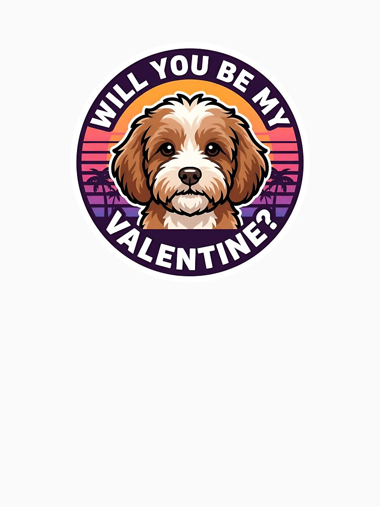 Retro Cavapoo Dog Valentine - Will You Be My Valentine? by M1234s