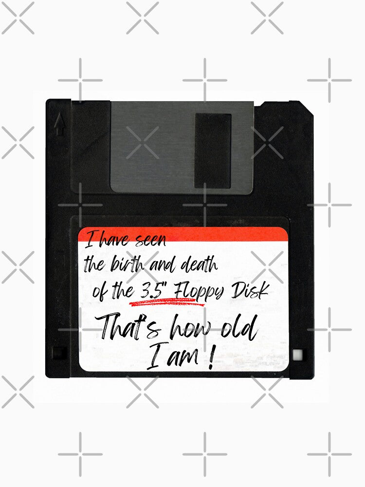 Retro Tech Enthusiast T-Shirt - Birth and Death of the 3.5" Floppy Disk by Reichcorp