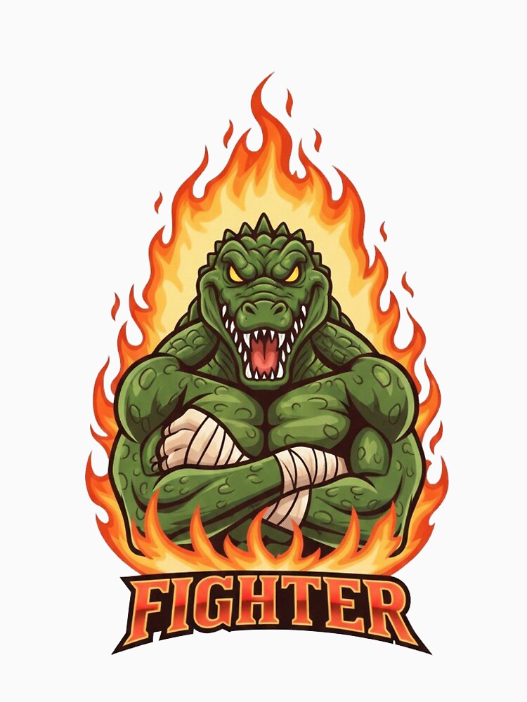 Fiery Crocodile Fighter Mascot Gaming Design by Omar-2D