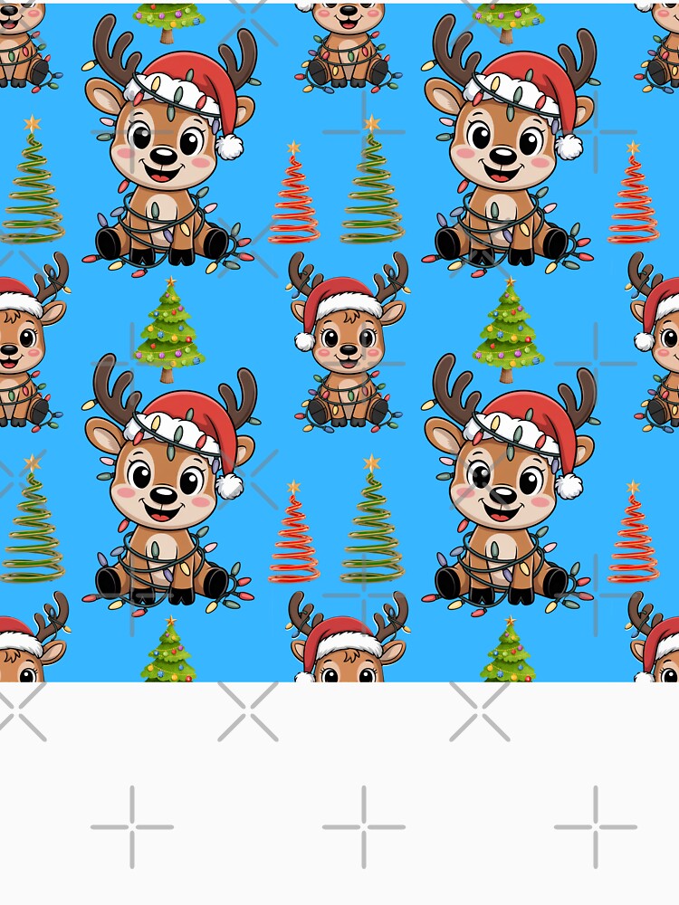 Whimsical Reindeer and Festive Trees Holiday Print by Grang Art Artistic Designs
