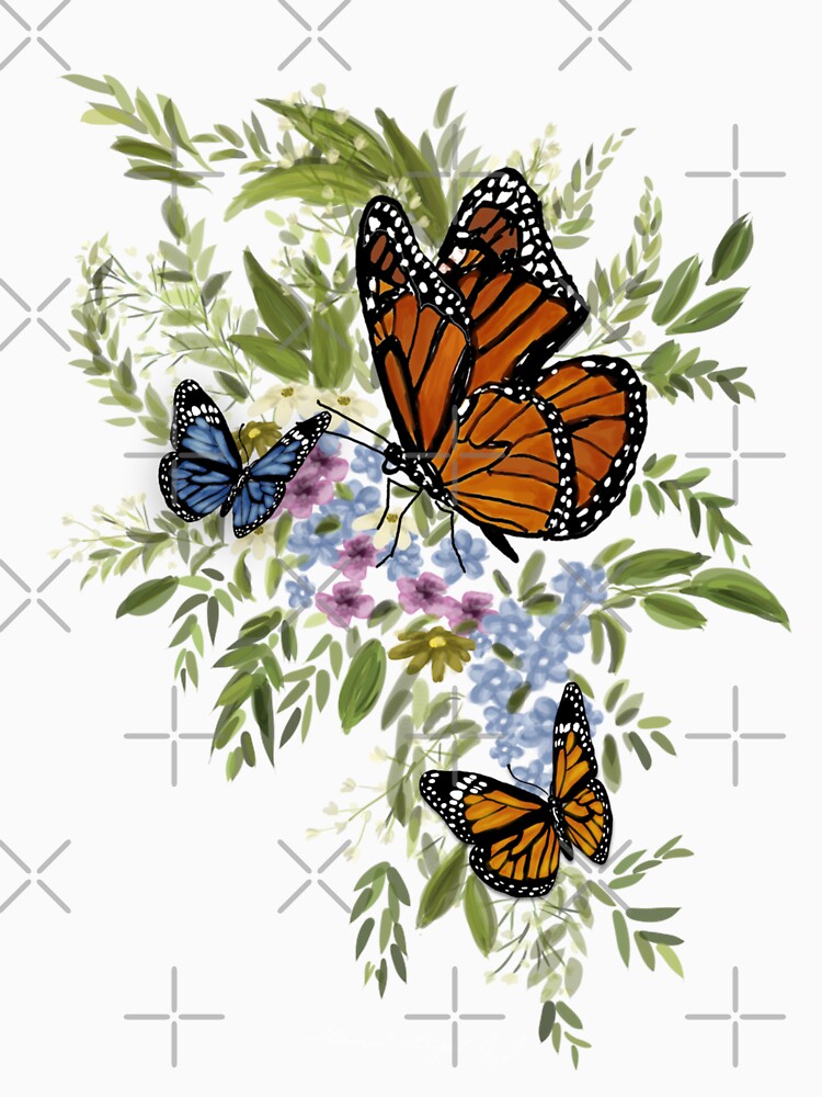 Monarch butterflies on wildflowers by Mariel Angel GJ