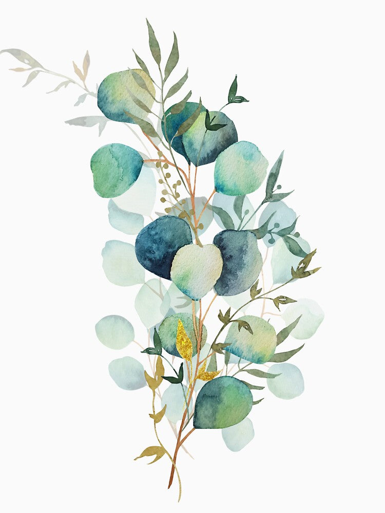 Print of eucalyptus branches watercolor leaves by Createssy