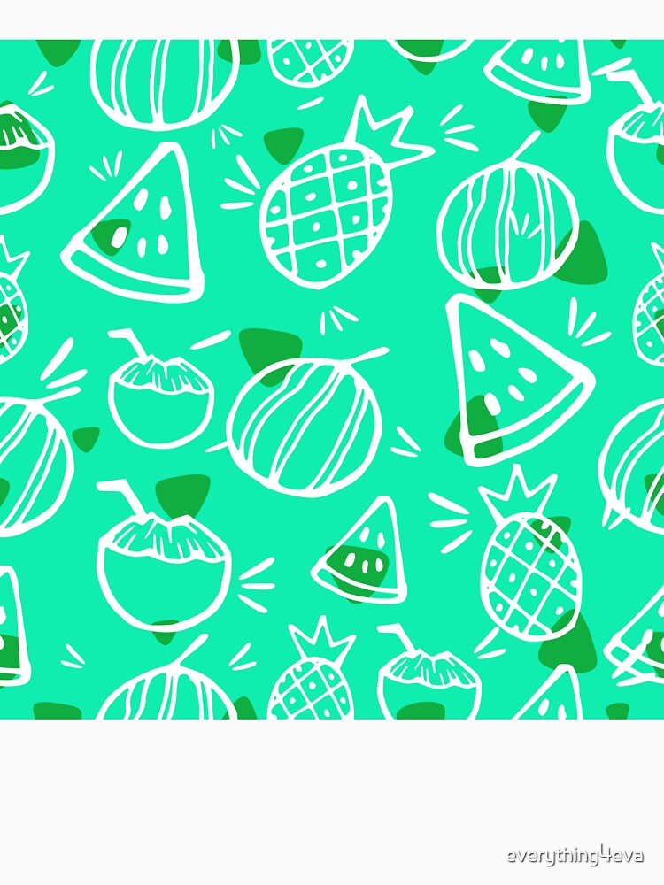 Turquoise Tropical Fruit Sketches Pattern by everything4eva