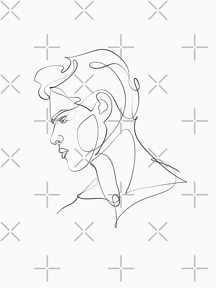 Abstract one line drawing minimalist male portrait by Bondingsoul