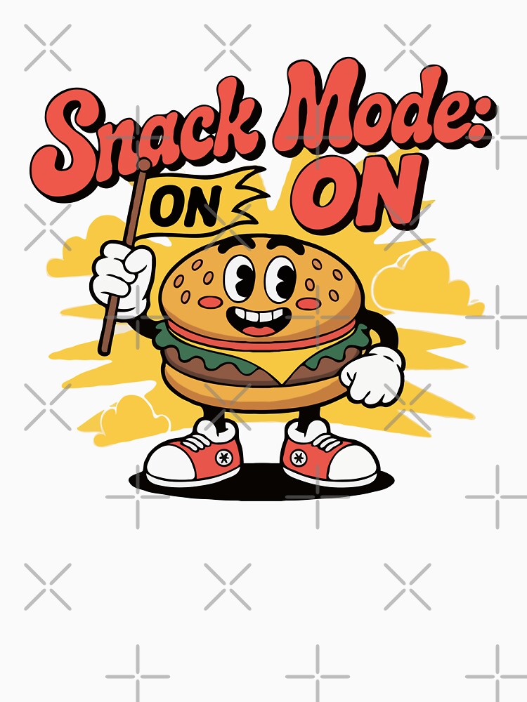 Snack Mode: ON – Retro Cheeseburger Mascot T-Shirt by shaswag