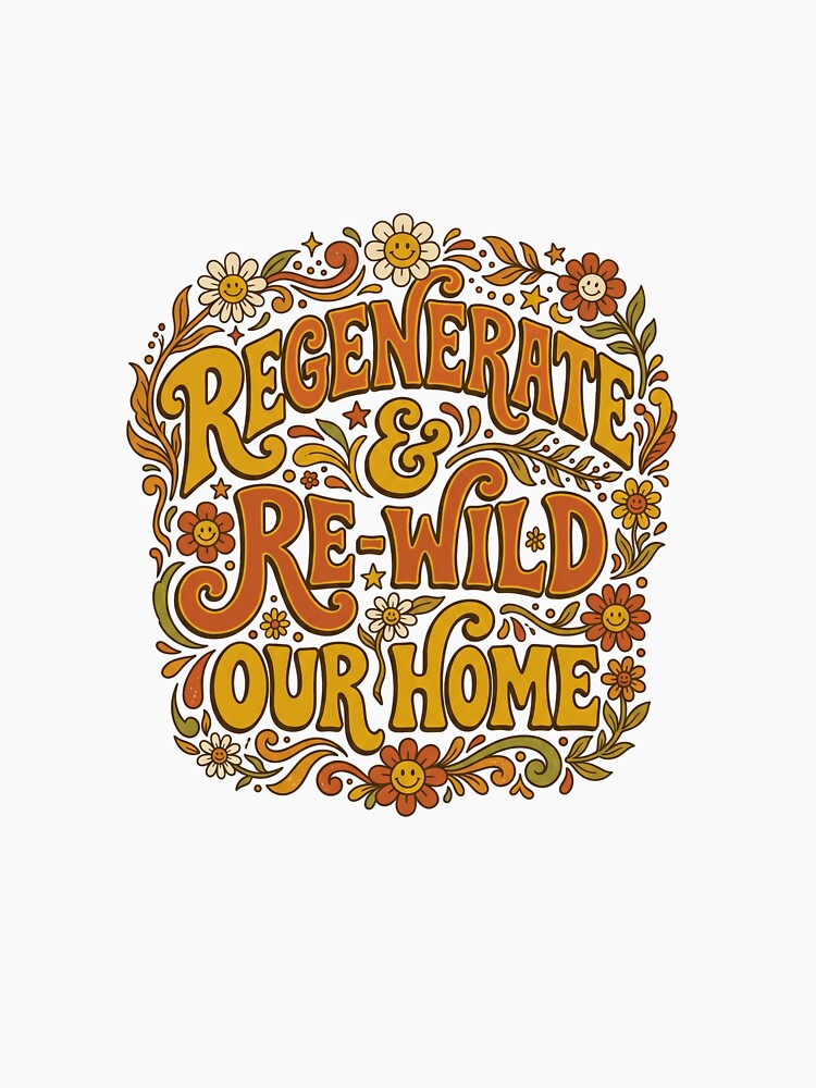 Vintage 70s Re Wild Our Home Earth Regeneration Eco Activism by PictoVibe