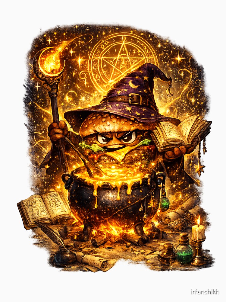 Burger Wizard Magical Cheeseburger Fantasy Vintage Graphic by irfanshikh
