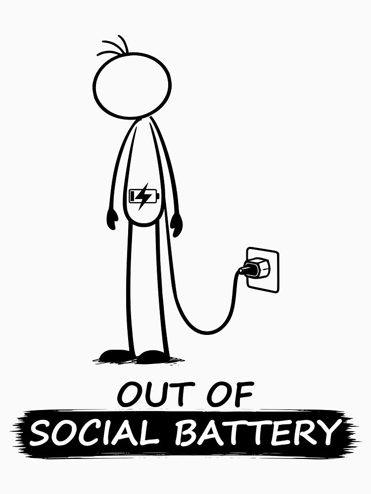 Out Of Social Battery Stick Figure by Pebl-Co