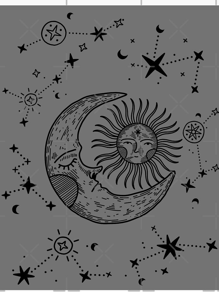 sun and moon celestial modern abstract art by cutecrazytshirt
