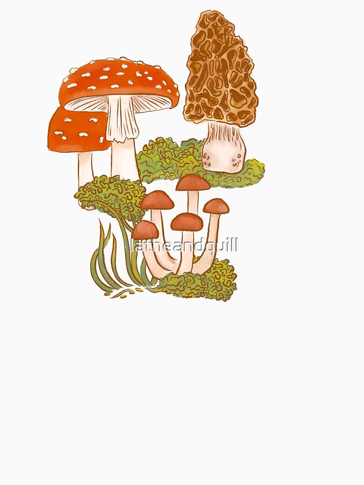 Mushroom Forest on Cream White by latheandquill