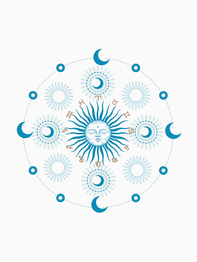 Celestial   black and    blue colourful  Cute  design with moon and  sun and stars 6 by CosmicNook1