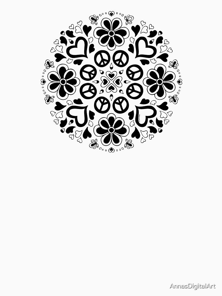 Peace and love collection (Black mandala) by AnnasDigitalArt