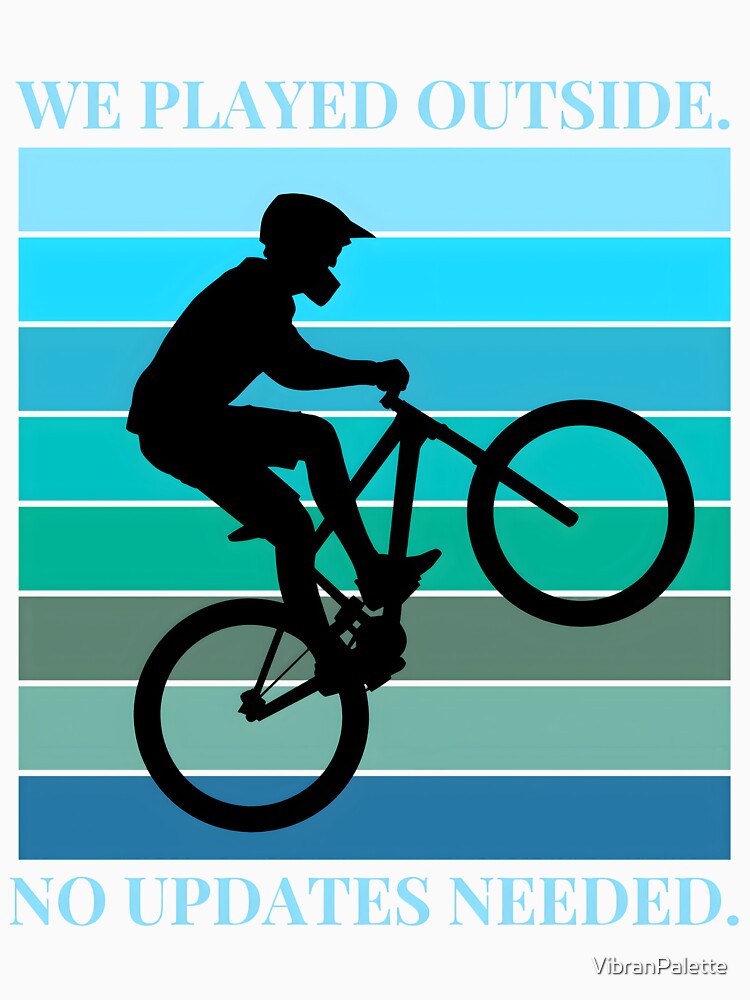 Retro Sunset Bicycle Silhouette: "We Played Outside" Nostalgic Design by VibranPalette