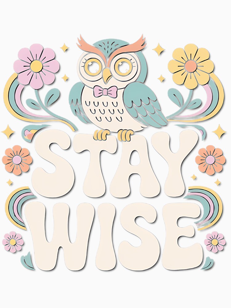 Retro Owl Stay Wise Groovy Flower Design by Norman Shaw