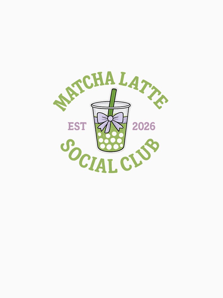Matcha Latte Social Club Cute Boba Aesthetic Design by Aura.Creative