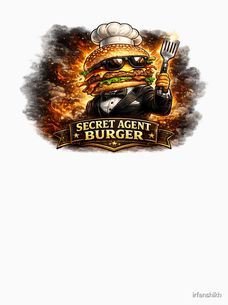 Secret Agent Burger Funny Spy Cheeseburger Vintage Graphic T-Shirt by irfanshikh