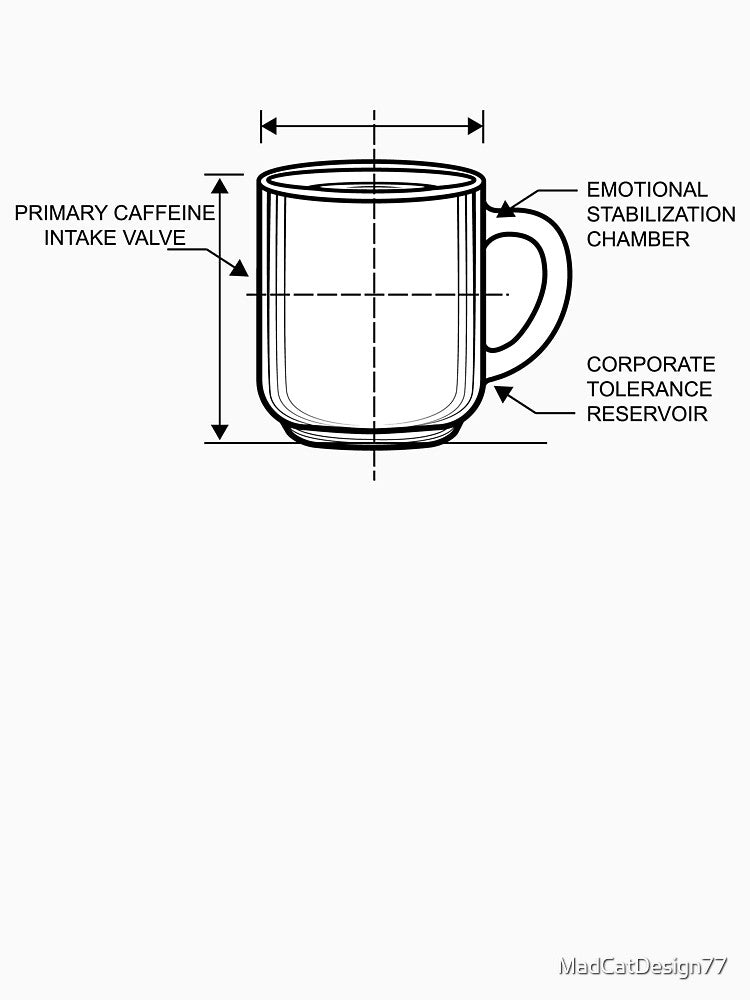 Retro Blueprint Coffee Mug Funny Engineering Office Sticker by MadCatDesign77