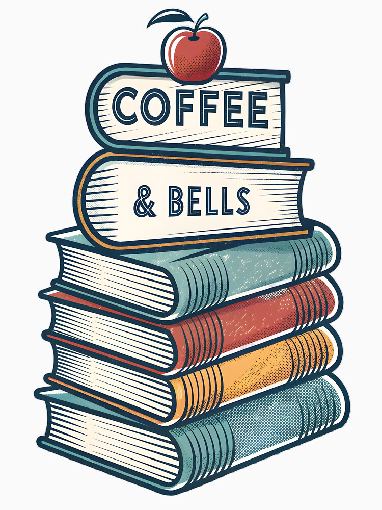Coffee And Bells Funny Teacher Gift Retro Books by MintedArts