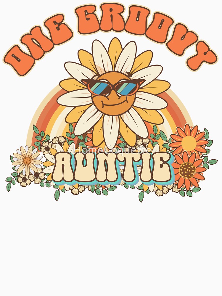 One groovy auntie Retro gift for aunties Vintage floral pattern by HomeCoquette