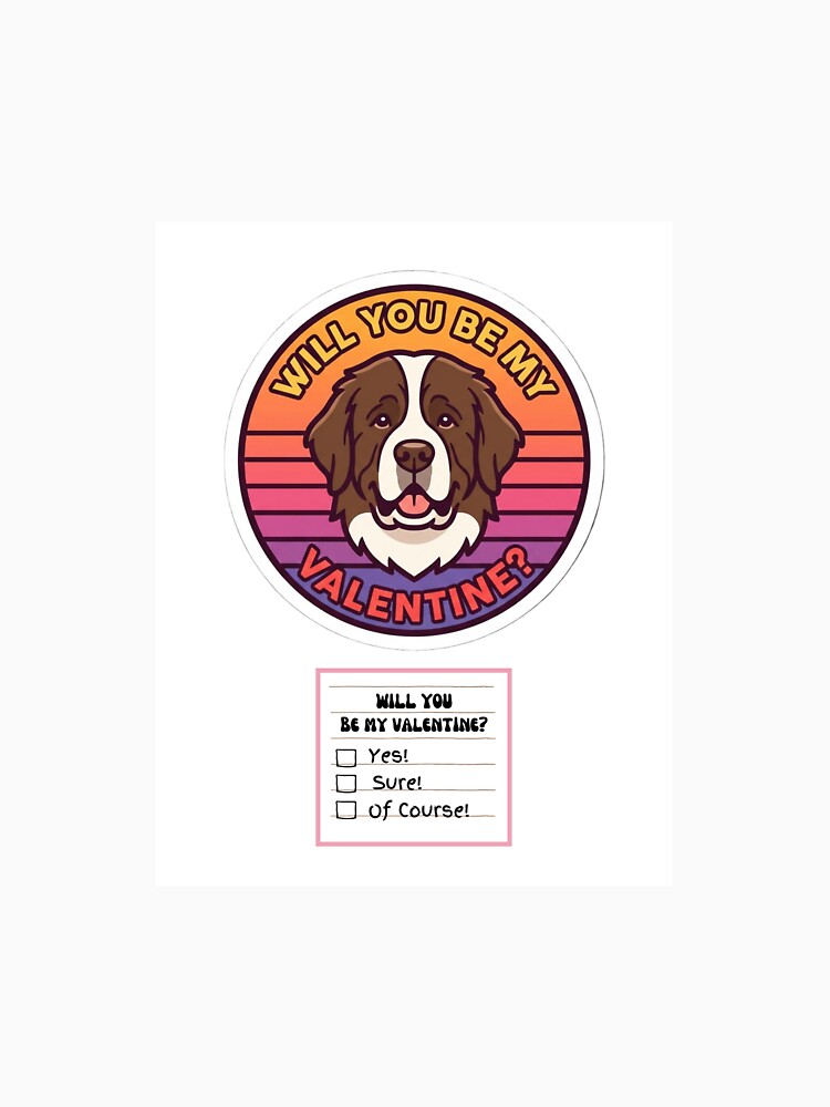 Adorable Watercolor Retro Newfoundland Water Dog– Valentine’s Day Question by M1234s