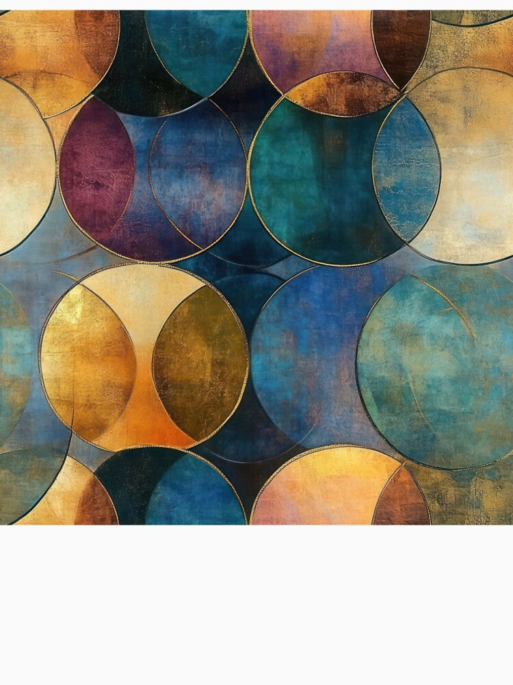 Vintage Geometric Circles – Abstract Gold & Teal Ar by SylvieVibes