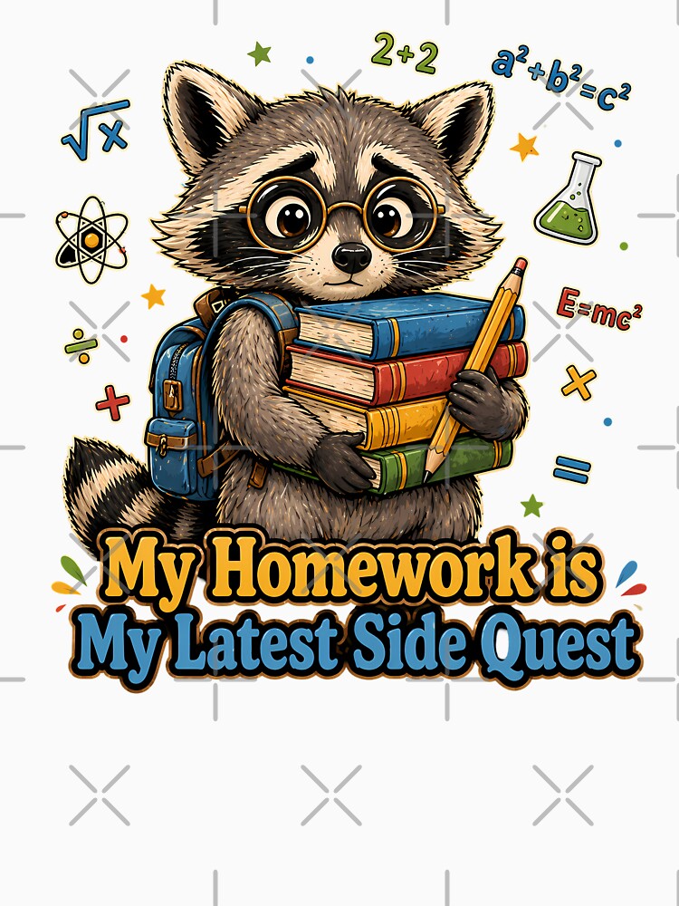 My Homework Latest Side Quest Funny Student Raccoon by chattsuede