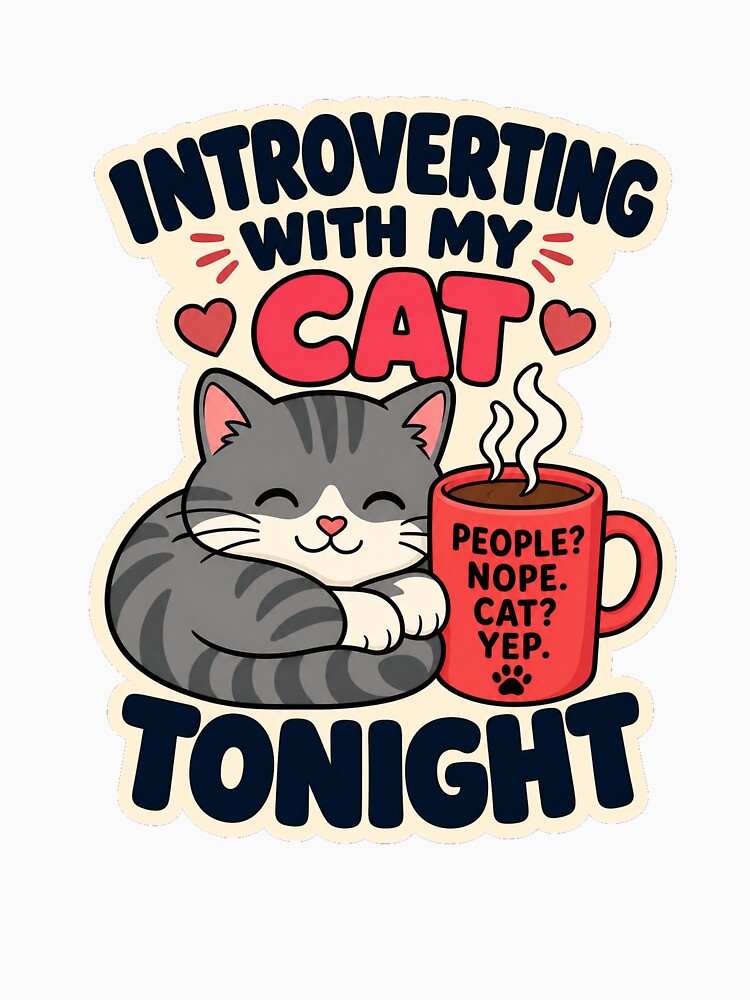 Introverting With My Cat Tonight Funny Cat by VisualArtsOasis