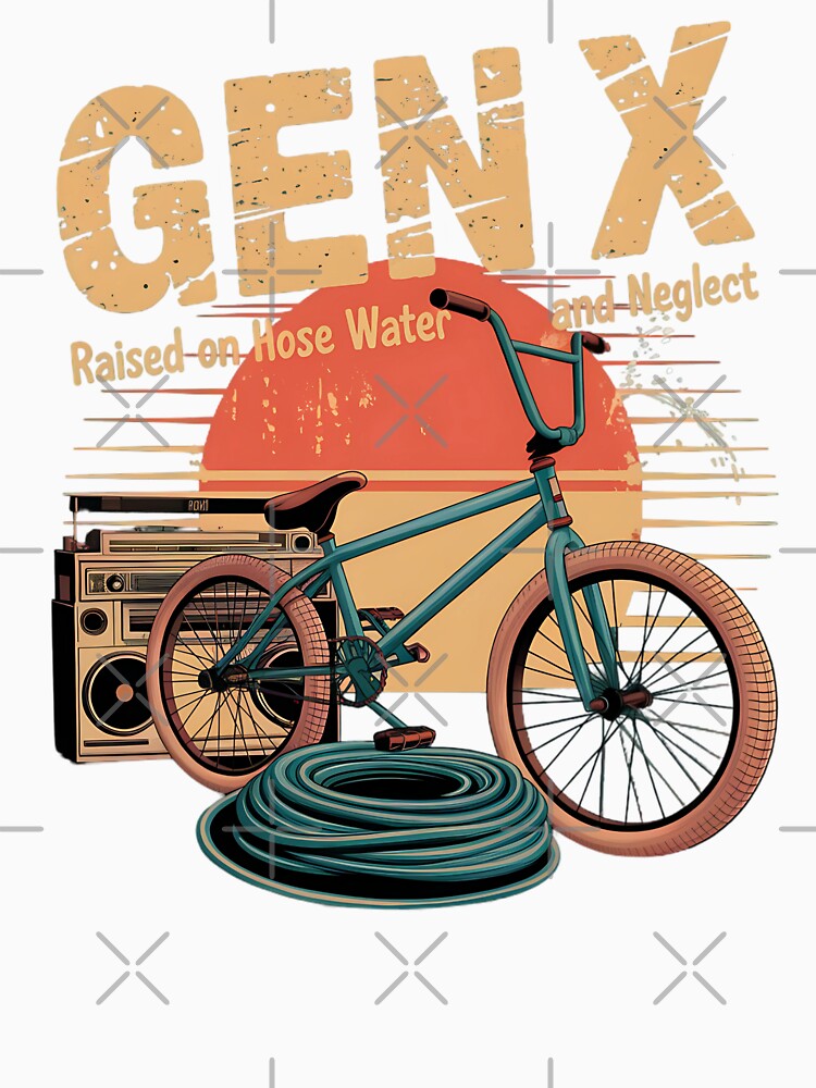 Vintage Backyard Vibes: BMX, Boomboxes, and Garden Hoses by TeeGrit