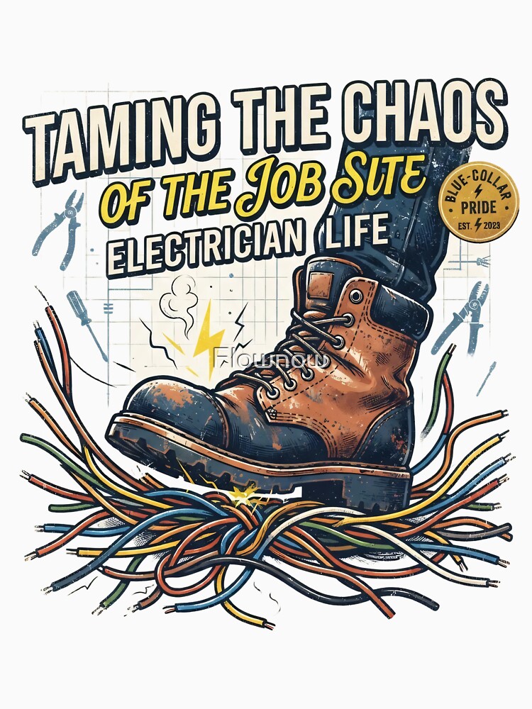 Vintage Electrician Shirt, Work Boot on Wires Design, Funny Electrician Gift by Flownow