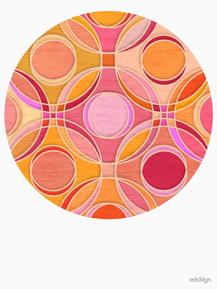 Textured Circles Geometric Abstract in Hot Pink and Orange by micklyn