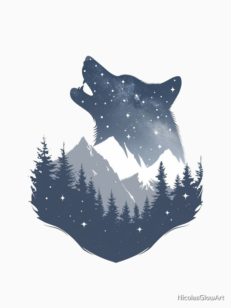 Wolf among Mountains by NicolasGlowArt