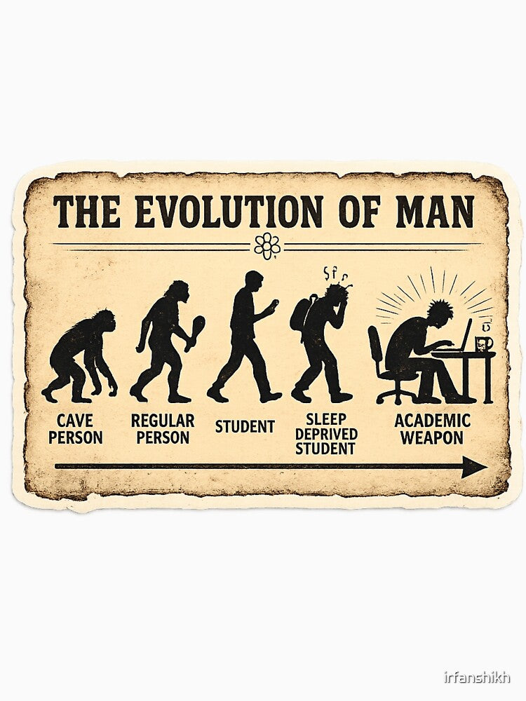 Evolution of the Academic Weapon – Funny Science Student Art | Darwin Student Humor Gift by irfanshikh