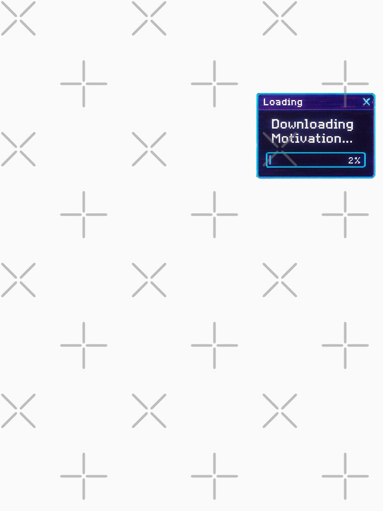 Downloading Motivation… 2% – Retro Loading Bar Glitch Design | Funny Y2K Aesthetic & Digital Nostalgia by Jennah