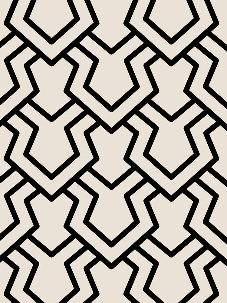 Black and Beige Tessellation Line Pattern 5 Pairs DE 2022 Popular Color Crisp Muslin DE6212 by ColorOfTheYears