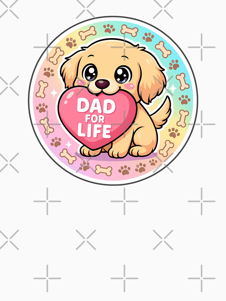 Fathers Day : Dad For Life - Cute Golden Retriever Puppy Heart Sticker by Nuist25