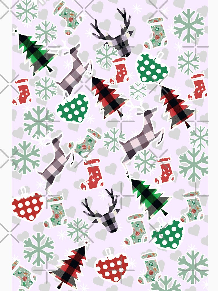 Plaid Christmas Pattern • Buffalo Check Reindeer & Trees • Cozy Holiday Winter Design by HopeAndHustle
