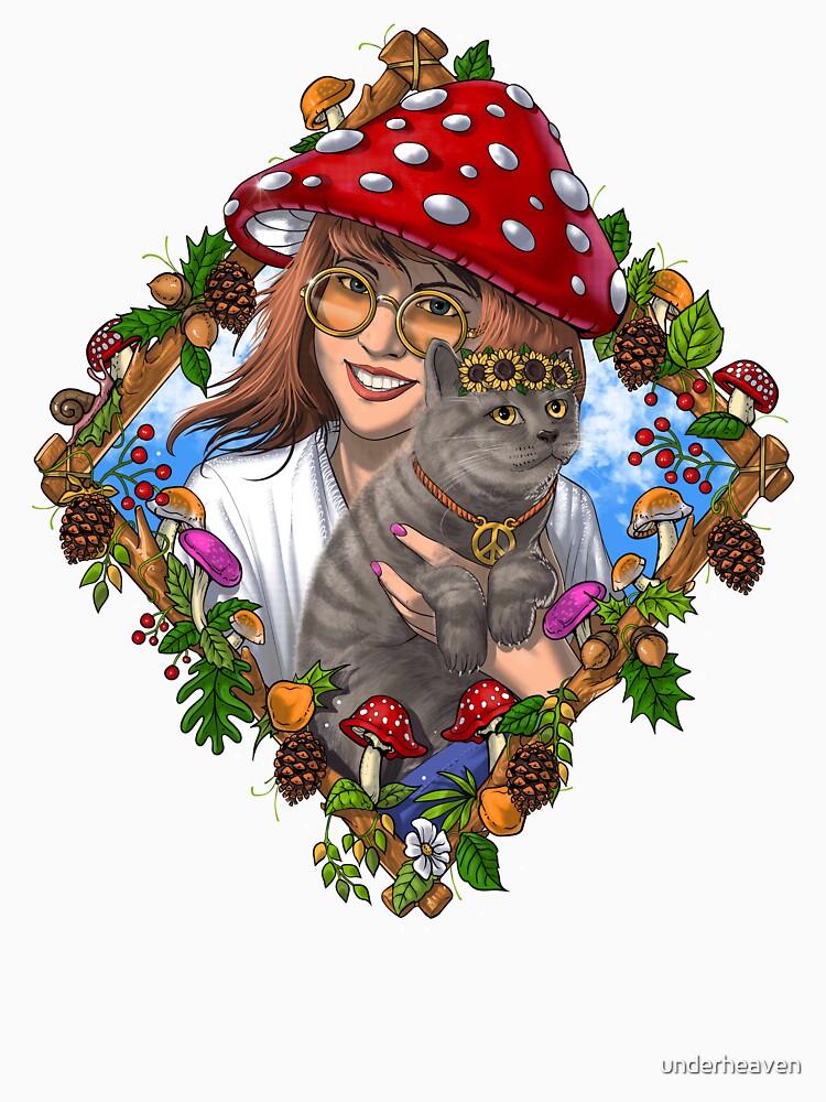 Hippie Mushroom Cat by underheaven