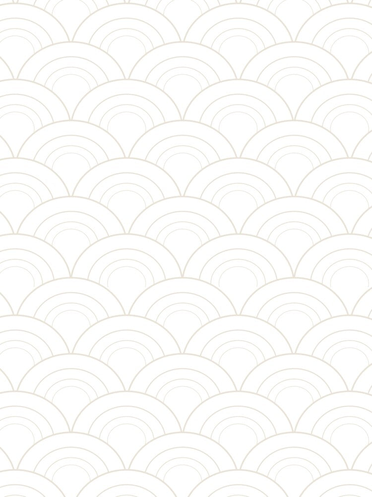 Beige and White Simple Scallop Curve Pattern Pairs DE 2022 Popular Color Crisp Muslin DE6212 by ColorOfTheYears