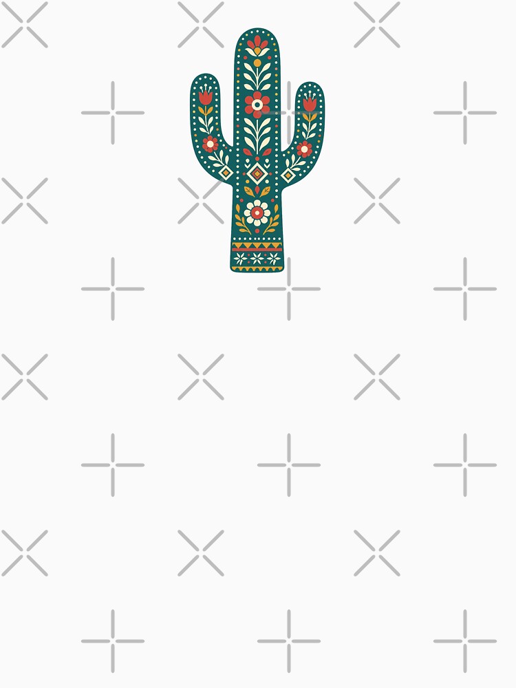 Scandinavian Folk Art Cactus Illustration | Nordic Floral Desert Boho Design by SimplyJasper
