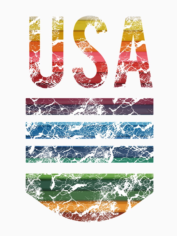 USA Emblem T-Shirt | Rainbow Color Design Tee by AllStarMerch