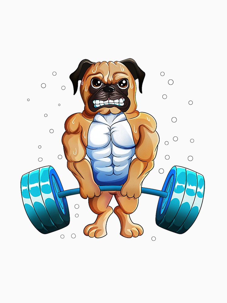 PUG WEIGHTLIFTING WORKOUT DOG OWNER EXERCISING by sobriowslen