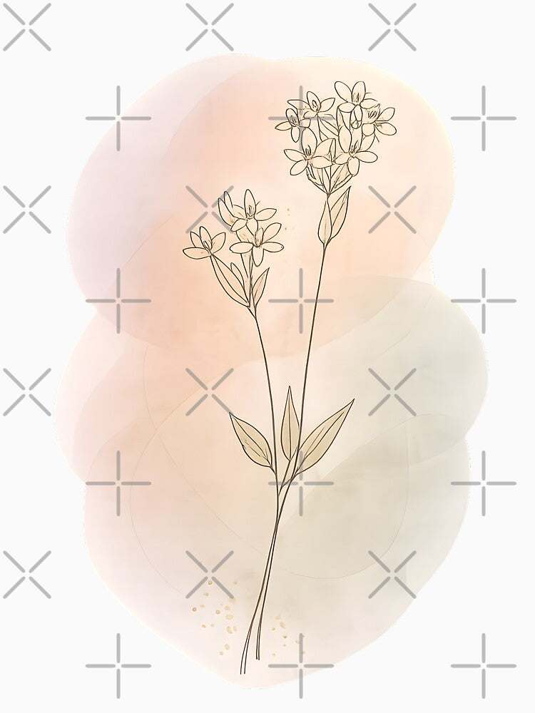 Delicate Wildflowers Line Art in Soft Neutral Tones by blankTeeShirt