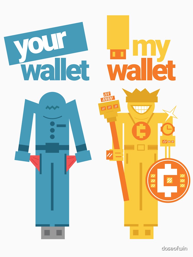 Crypto empty wallet joke. Your USB wallet is broke and mine is loaded. Blinged out funny gold digital storage device by doseofwin