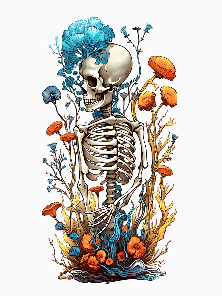 Bones And Botany Gothic Skeleton Floral Art by xuxqhpbmr34