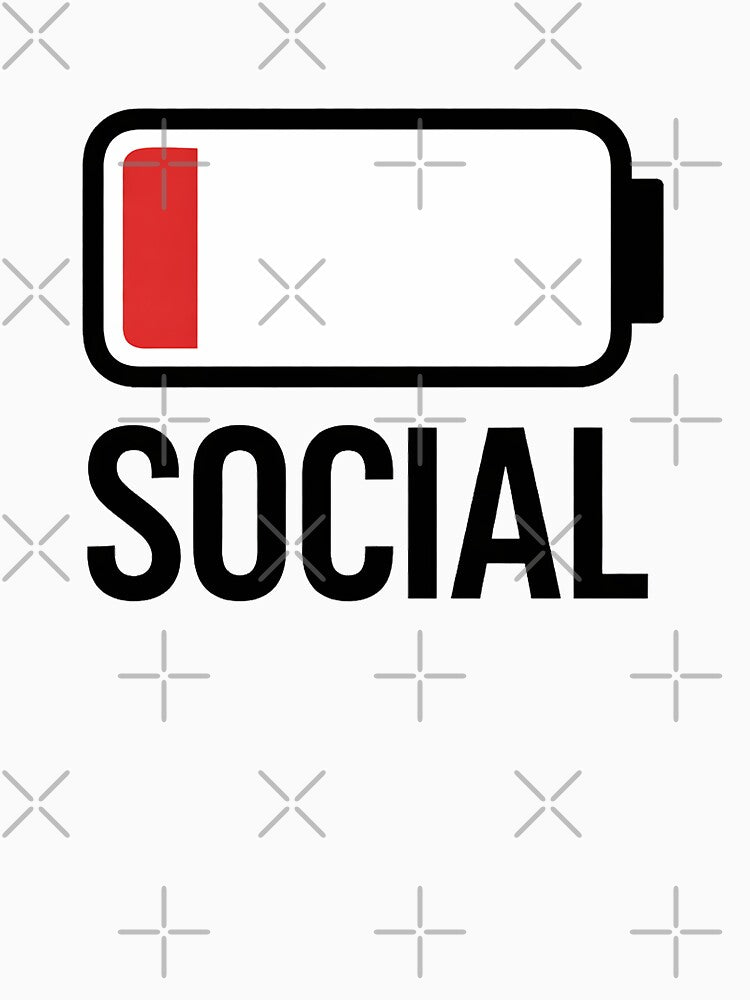 “Low Battery Social” sticker. by PIXEL POP DESIGNS - Beyond the Norm!