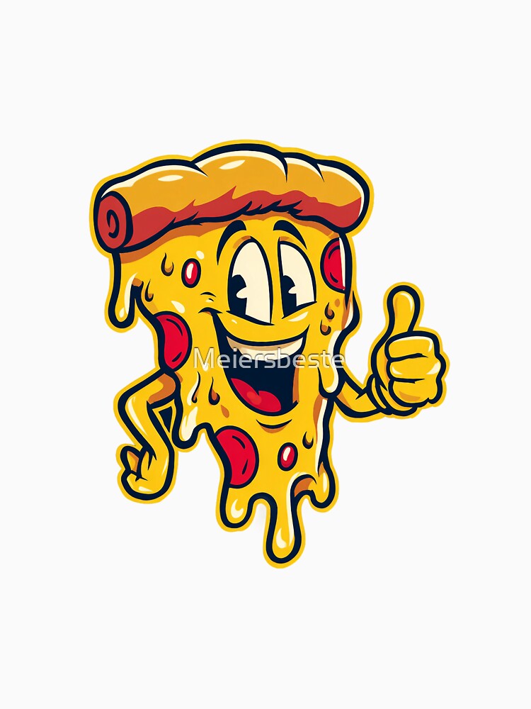 Retro Pizza Slice – Funny Cartoon Fast Food Design by Meiersbeste