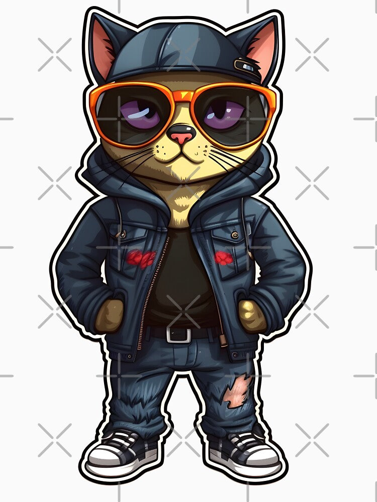 Cat with cool glasses in hip hop style by worldshopcolor